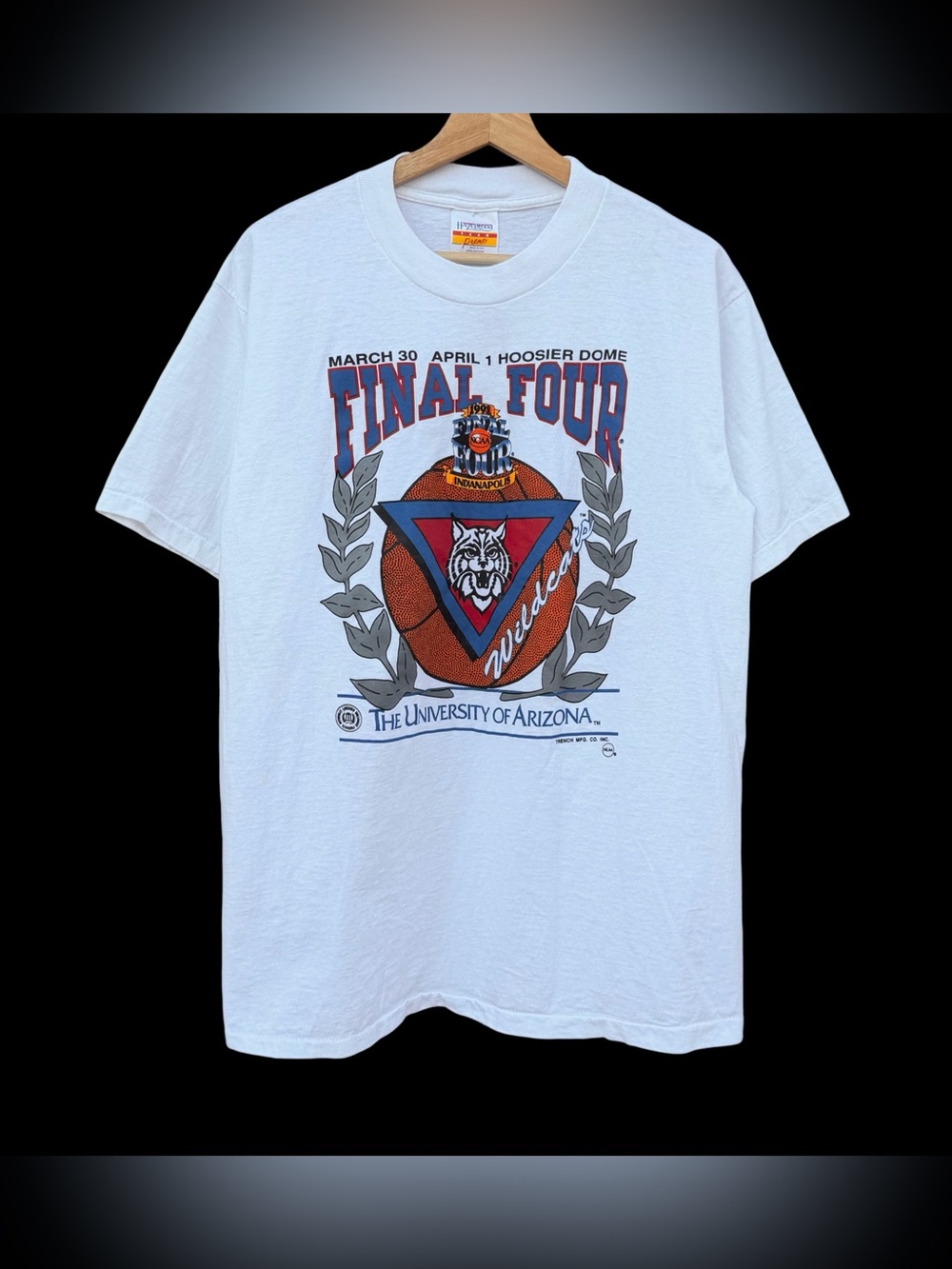 Vintage 1991 University Of Arizona Wildcats NCAA Final Four T-Shirt White Large